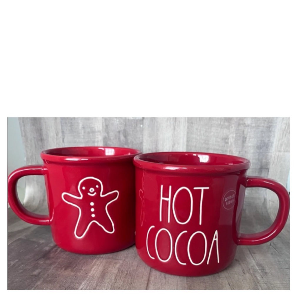 NEW Rae Dunn Hot Cocoa & Gingerbread Man Double Sided Mug Holiday Decor Xmas 🎅🏻